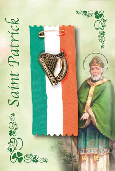 St Patrick's Day Harp Badge in Multicolour Ribbon