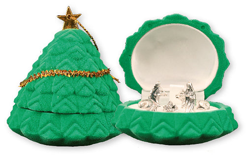 Christmas Mini Nativity Set in a Luxury Box Tree Shaped Ornament