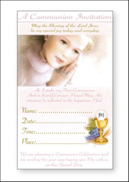 1st Holy Communion Invitations Pk 12 Gift Girls Gold Stamped