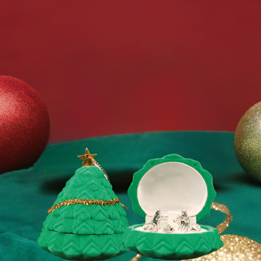 Christmas Mini Nativity Set in a Luxury Box Tree Shaped Ornament