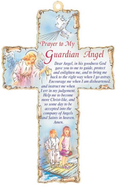 Guardian Angel Wood Cross Multicolour