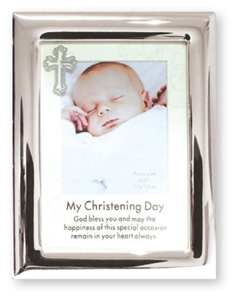 Christening Photo Frame Silver Plated Inspirational Message