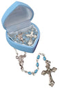 Christening Baptism Rosary Beads Blue Boy In a Heart Shape Box