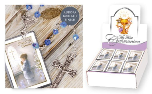 First Holy Communion Rosary Beads Blue Boy