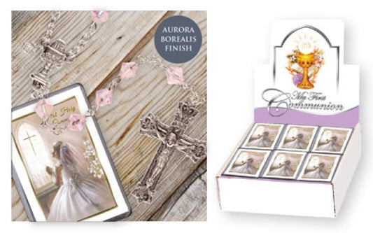First Holy Communion Rosary Beads Pink Girl