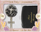 First Holy Communion Imitation Rosary Beads & Leather Black Purse Set