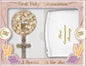 First Holy Communion Rosary Beads & Leather White Purse Set