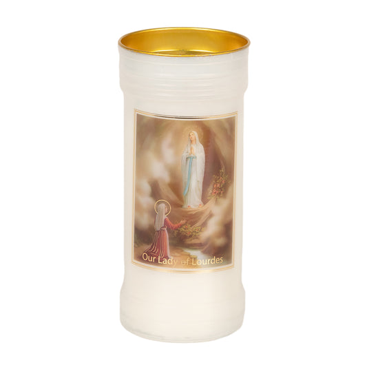 Holy/Religious Pillar Candle Our Lady of Lourdes