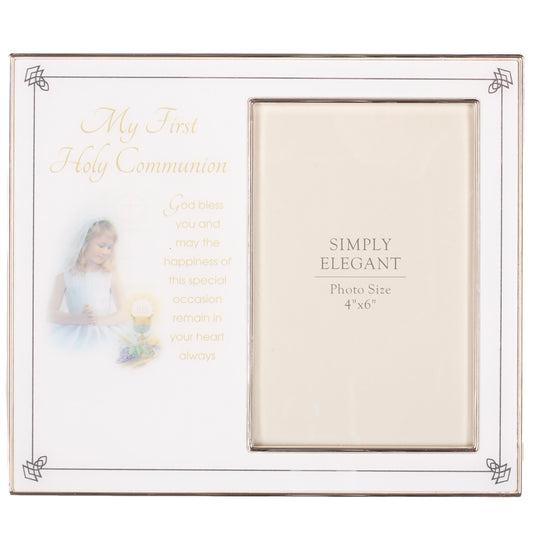 First Holy Communion White Photo Frame Girls